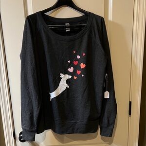Black lightweight Sweatshirt with Heart Design Xl